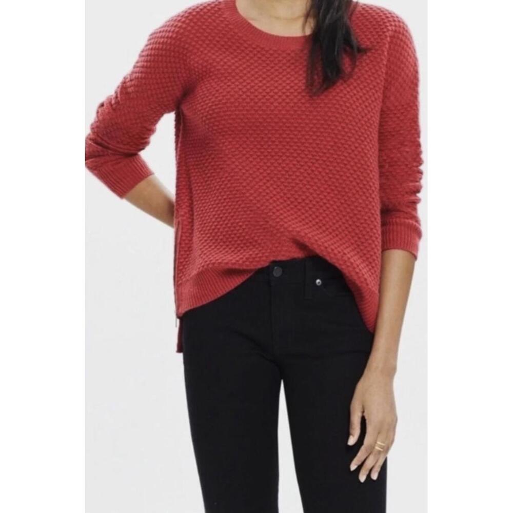 Madewell Landmark Oversized Red Texture Zipper Lightweight Sweater - Size - XS